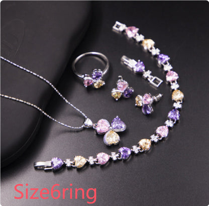 Clover Zircon Diamond Jewellery Set Women - Abysaz Kollectionz