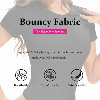 Women Second Skin Feeling Body Shaper Crew Neck Short Sleeve