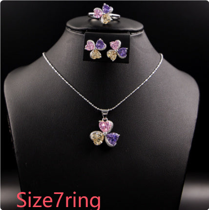 Clover Zircon Diamond Jewellery Set Women - Abysaz Kollectionz