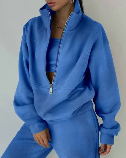 Women's Fashion Fleece Solid Color Sports Casual Suit Abysaz Kollectionz