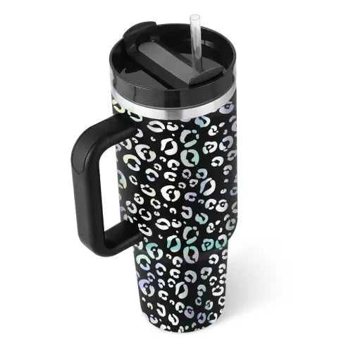 40 Oz Tumbler With Handle Straw Insulated, Stainless Steel Spill Proof Vacuum Coffee Cup Tumbler With Lid Tapered Mug Gifts For Valentine Lover Suitable For Car Gym Office Travel - Abysaz Kollectionz