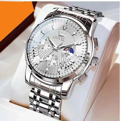 Men's Multi-functional Fashion Quartz Business Steel Belt Wrist Watch - Abysaz Kollectionz