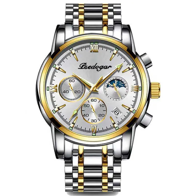 Men's Multi-functional Fashion Quartz Business Steel Belt Wrist Watch - Abysaz Kollectionz