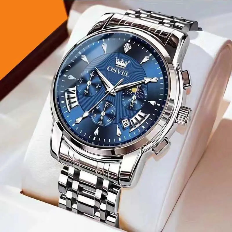 Men's Multi-functional Fashion Quartz Business Steel Belt Wrist Watch - Abysaz Kollectionz
