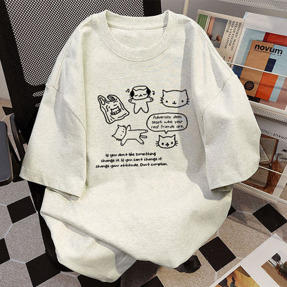 Women's Cotton Short-sleeved T-shirt With Inner Design Sense Niche Printing Abysaz Kollectionz