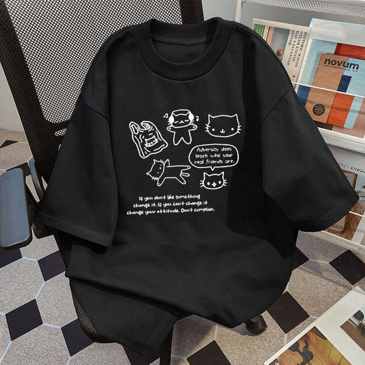 Women's Cotton Short-sleeved T-shirt With Inner Design Sense Niche Printing Abysaz Kollectionz