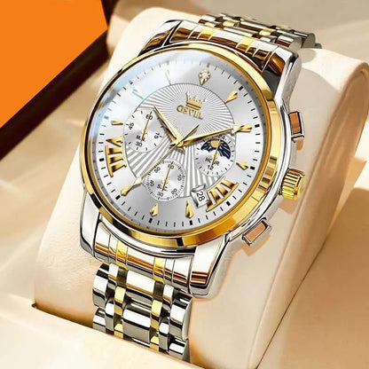 Men's Multi-functional Fashion Quartz Business Steel Belt Wrist Watch - Abysaz Kollectionz