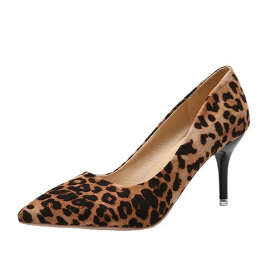 2022 Plus Size 44 Sexy Elegant Women's Fashion Shoes Leopard Print Fashion Pointed Toe High Heels 8.5cm Sandals Chaussure Femme Abysaz Kollectionz