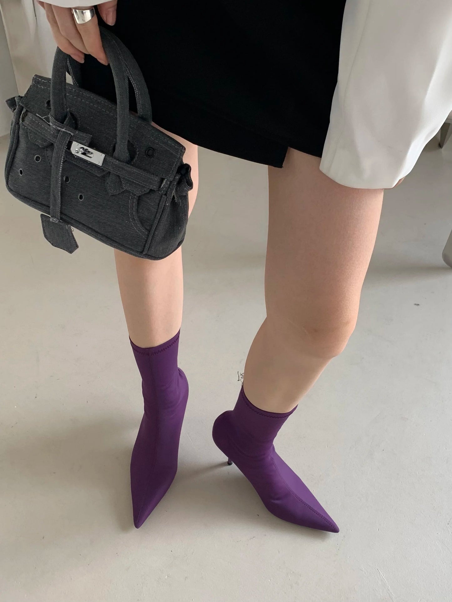 Eilyken 2025 New Spring Autumn Stretch Fabric Women Ankle Boots Sexy Pointed Toe High Heels Fashion Female Socks Pumps Shoes Abysaz Kollectionz