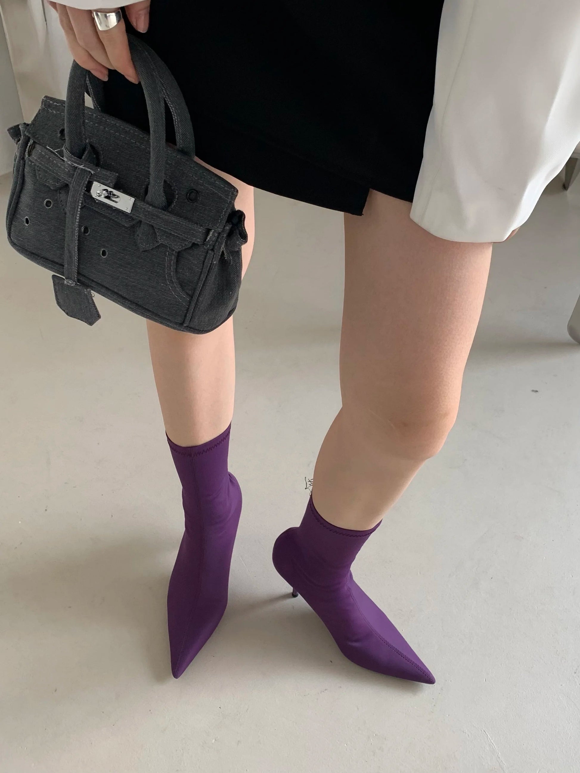 Eilyken 2025 New Spring Autumn Stretch Fabric Women Ankle Boots Sexy Pointed Toe High Heels Fashion Female Socks Pumps Shoes Abysaz Kollectionz