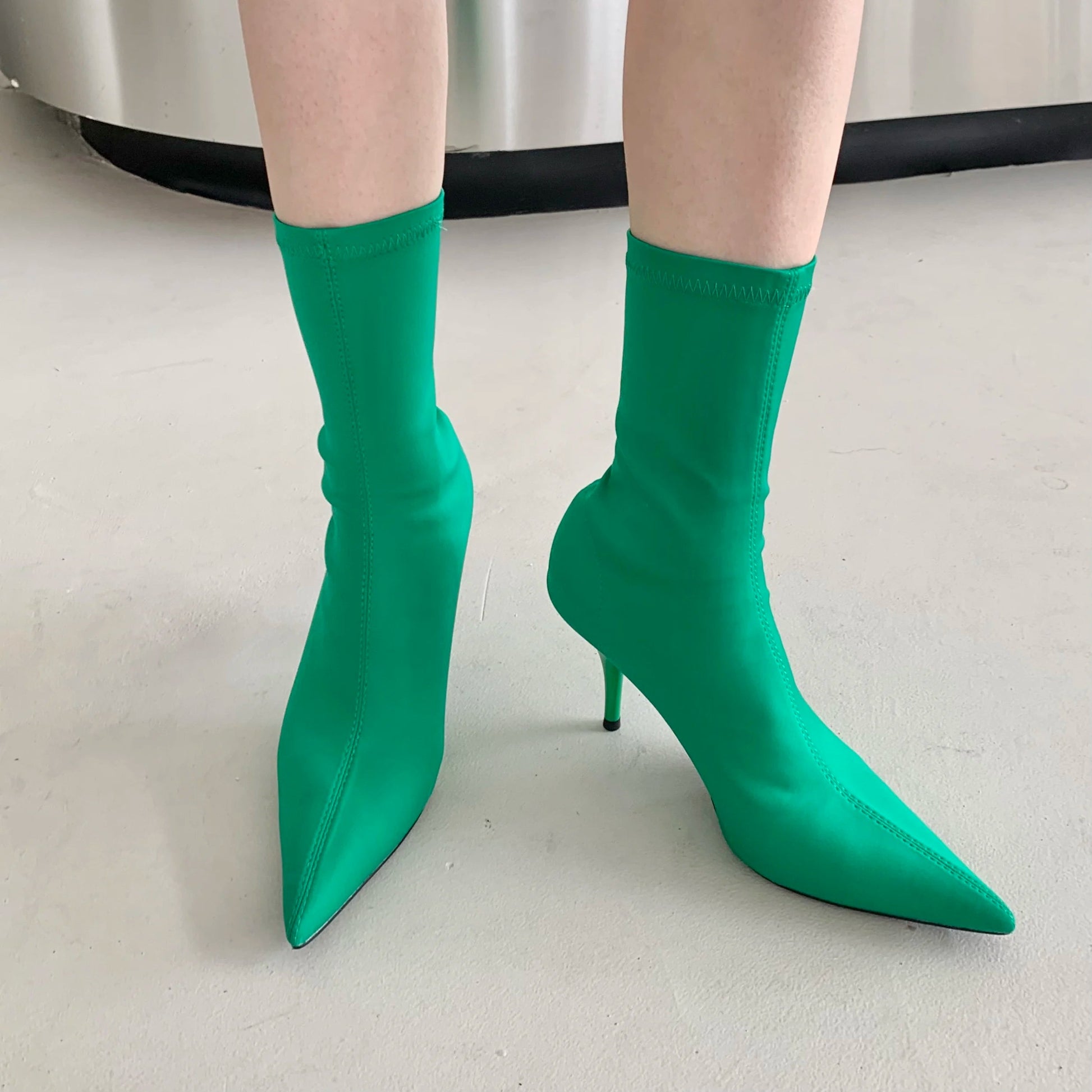 Eilyken 2025 New Spring Autumn Stretch Fabric Women Ankle Boots Sexy Pointed Toe High Heels Fashion Female Socks Pumps Shoes Abysaz Kollectionz