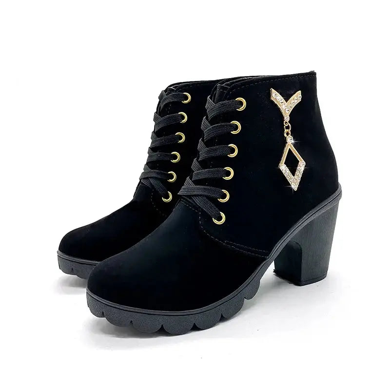 Comemore 2023 New Women Shoes Lace Up Ankle Boots Zapatos Mujer Fashion High Heels Ladies Casual Spring Pumps Platform Heel 42 - Abysaz Kollectionz
