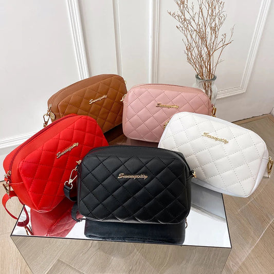 #228 Diamond-shaped quilted zipper square bag, metal lettering shoulder bag, fashionable woman shoulder bag, camera casual bag Abysaz Kollectionz