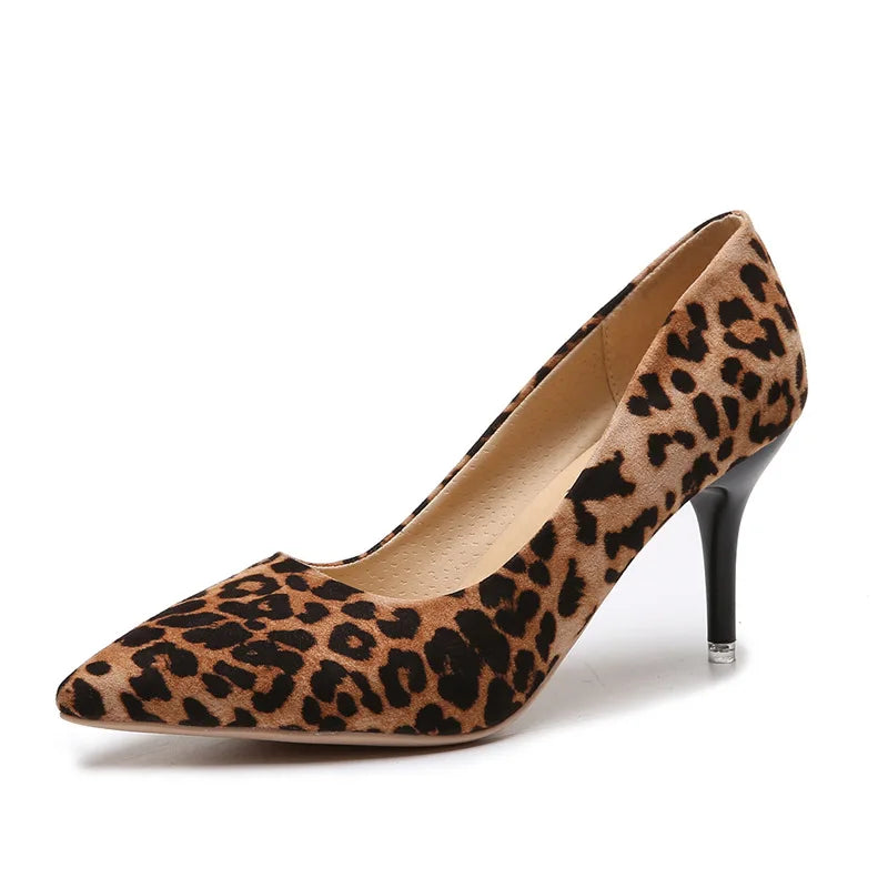 2022 Plus Size 44 Sexy Elegant Women's Fashion Shoes Leopard Print Fashion Pointed Toe High Heels 8.5cm Sandals Chaussure Femme Abysaz Kollectionz