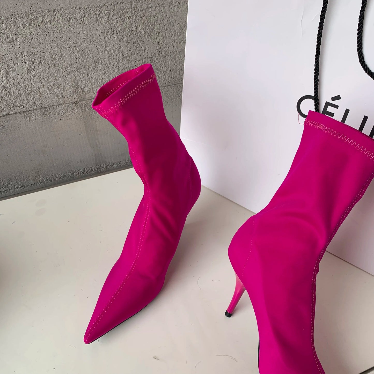 Eilyken 2025 New Spring Autumn Stretch Fabric Women Ankle Boots Sexy Pointed Toe High Heels Fashion Female Socks Pumps Shoes Abysaz Kollectionz