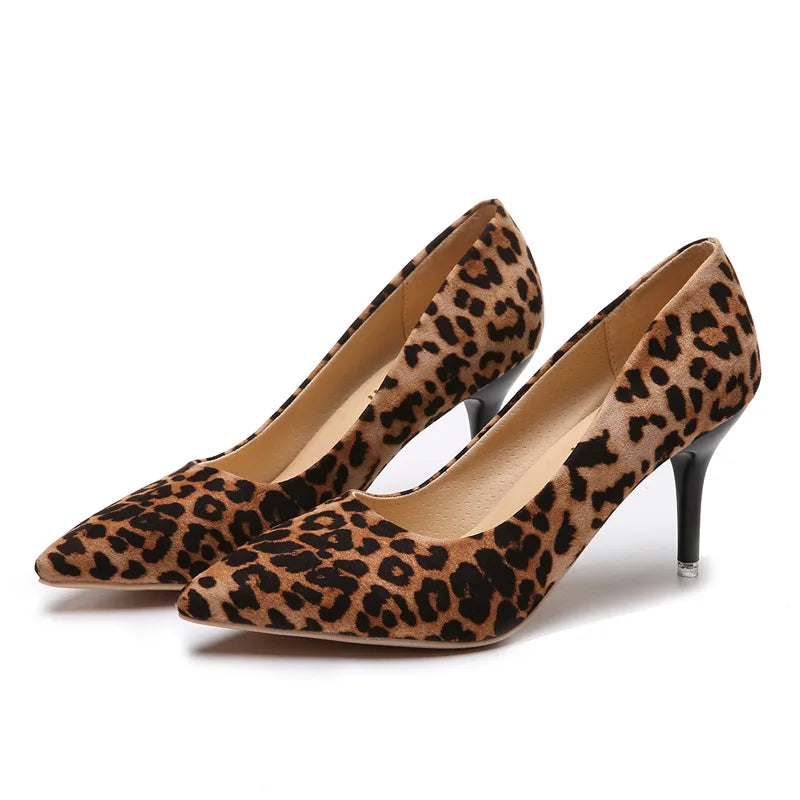 2022 Plus Size 44 Sexy Elegant Women's Fashion Shoes Leopard Print Fashion Pointed Toe High Heels 8.5cm Sandals Chaussure Femme Abysaz Kollectionz