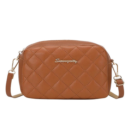 #228 Diamond-shaped quilted zipper square bag, metal lettering shoulder bag, fashionable woman shoulder bag, camera casual bag Abysaz Kollectionz