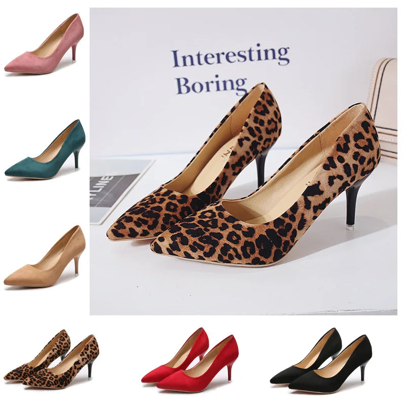 2022 Plus Size 44 Sexy Elegant Women's Fashion Shoes Leopard Print Fashion Pointed Toe High Heels 8.5cm Sandals Chaussure Femme Abysaz Kollectionz