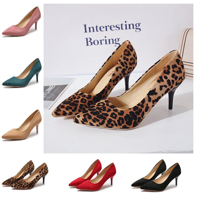 2022 Plus Size 44 Sexy Elegant Women's Fashion Shoes Leopard Print Fashion Pointed Toe High Heels 8.5cm Sandals Chaussure Femme Abysaz Kollectionz