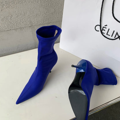 Eilyken 2025 New Spring Autumn Stretch Fabric Women Ankle Boots Sexy Pointed Toe High Heels Fashion Female Socks Pumps Shoes Abysaz Kollectionz