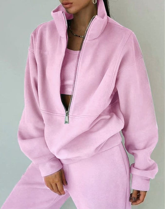Women's Fashion Fleece Solid Color Sports Casual Suit Abysaz Kollectionz