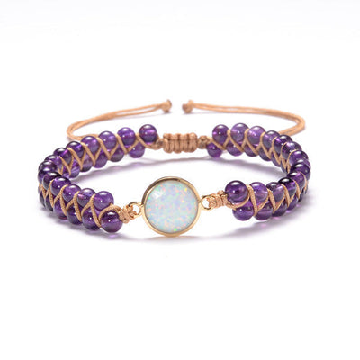 Stone Wrap Bracelets Femme Amethysts Opal String Braided Yoga Friendship Bracelet Bangle Bohemian Jewellery Abysaz Kollectionz