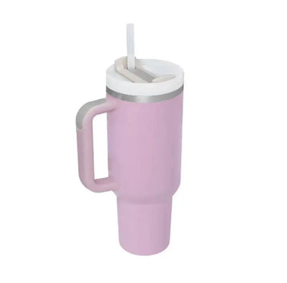 40 Oz Tumbler With Handle Straw Insulated, Stainless Steel Spill Proof Vacuum Coffee Cup Tumbler With Lid Tapered Mug Gifts For Valentine Lover Suitable For Car Gym Office Travel - Abysaz Kollectionz