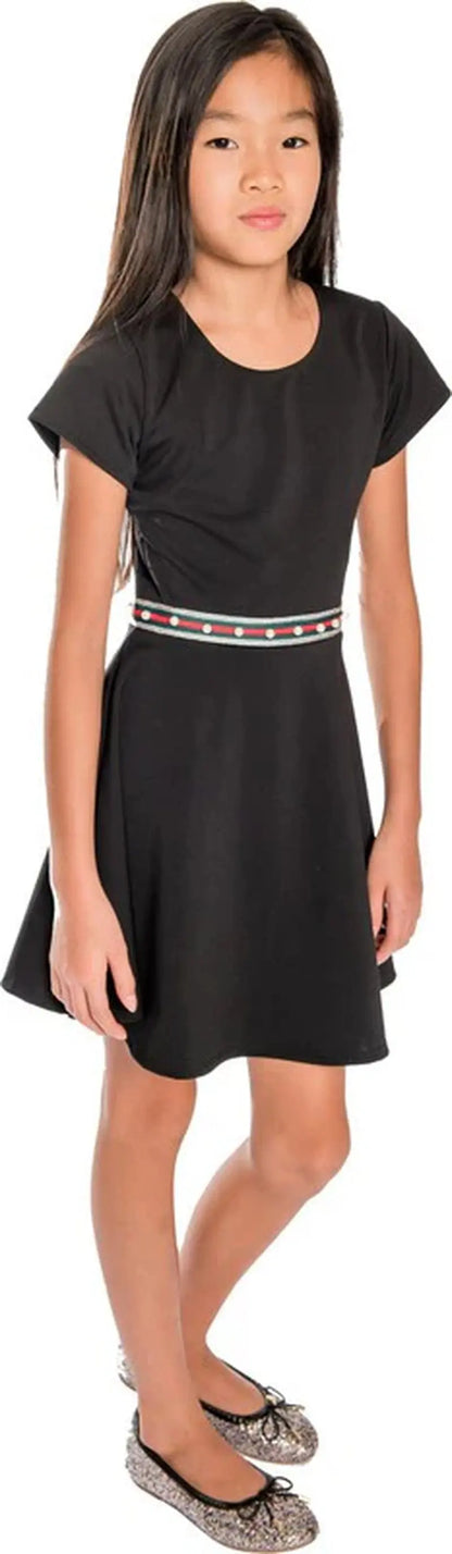 KIDS STRIPE DRESS with PEARLS