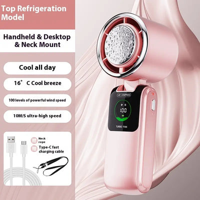 New Ice Pack High-Speed Handheld Eletirc Fan Speed Adjustable Folding Mini Fan Portable Outdoor Hanging Neck Small Fan - Abysaz Kollectionz