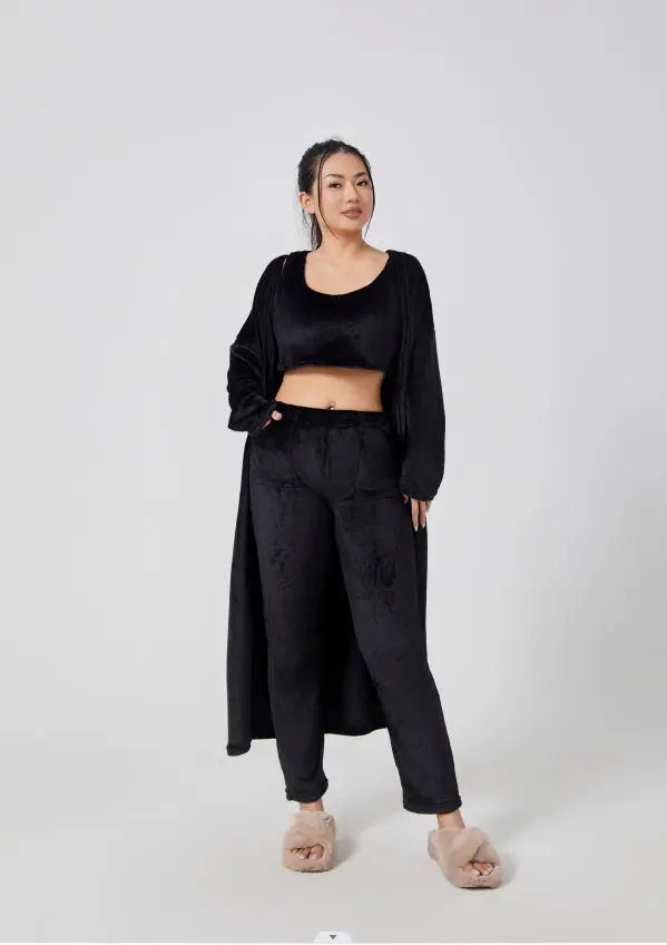 Cozy Pajama Set, 3 Piece Lounge Set, Cute Loungewear, Warm Suit Sets, Matching Set, Lounge Set, 3 Piece Pant Sets, Women Winter Dress - Abysaz Kollectionz