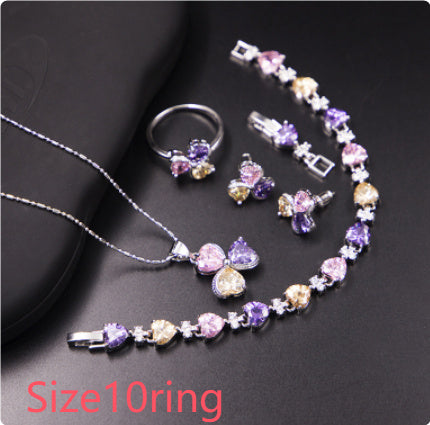 Clover Zircon Diamond Jewellery Set Women - Abysaz Kollectionz
