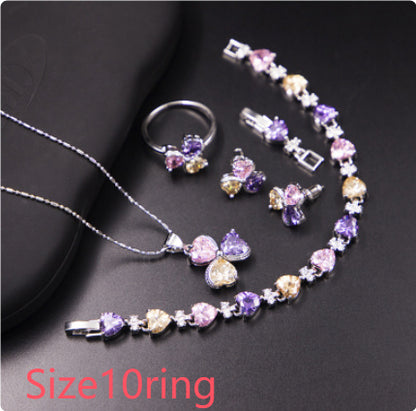 Clover Zircon Diamond Jewellery Set Women - Abysaz Kollectionz