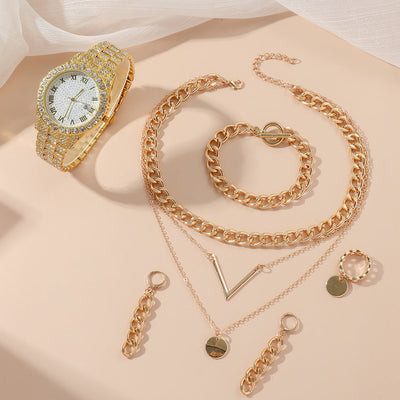 Women's Watch Jewelry 5-piece Set New Quartz Watch Gift Suit Wrist Watch Abysaz Kollectionz