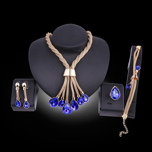 Necklac Earrings Jewellery Set Four-piece Gilded Abysaz Kollectionz