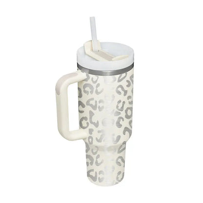 40 Oz Tumbler With Handle Straw Insulated, Stainless Steel Spill Proof Vacuum Coffee Cup Tumbler With Lid Tapered Mug Gifts For Valentine Lover Suitable For Car Gym Office Travel - Abysaz Kollectionz