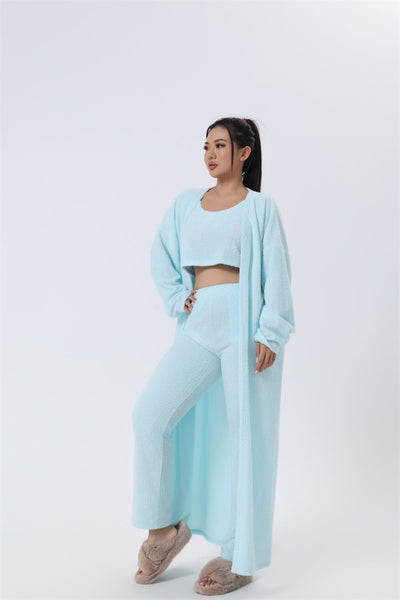 Cozy Pajama Set, 3 Piece Lounge Set, Cute Loungewear, Warm Suit Sets, Matching Set, Lounge Set, 3 Piece Pant Sets, Women Winter Dress Abysaz Kollectionz