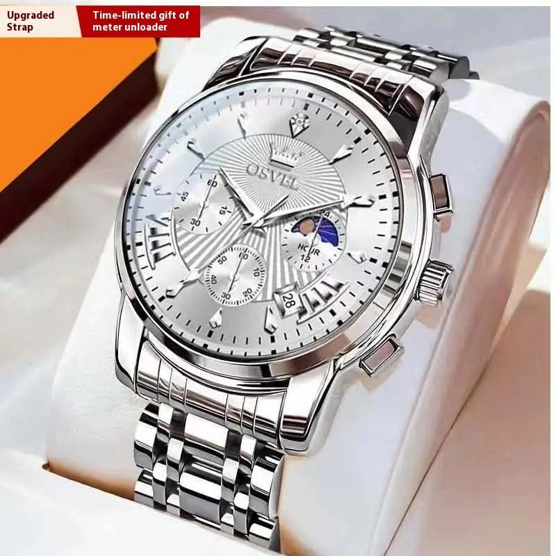 Men's Multi-functional Fashion Quartz Business Steel Belt Wrist Watch - Abysaz Kollectionz