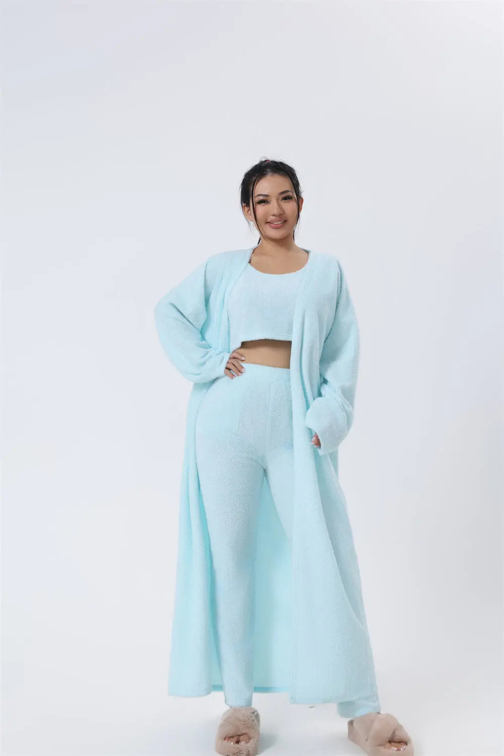 Cozy Pajama Set, 3 Piece Lounge Set, Cute Loungewear, Warm Suit Sets, Matching Set, Lounge Set, 3 Piece Pant Sets, Women Winter Dress - Abysaz Kollectionz