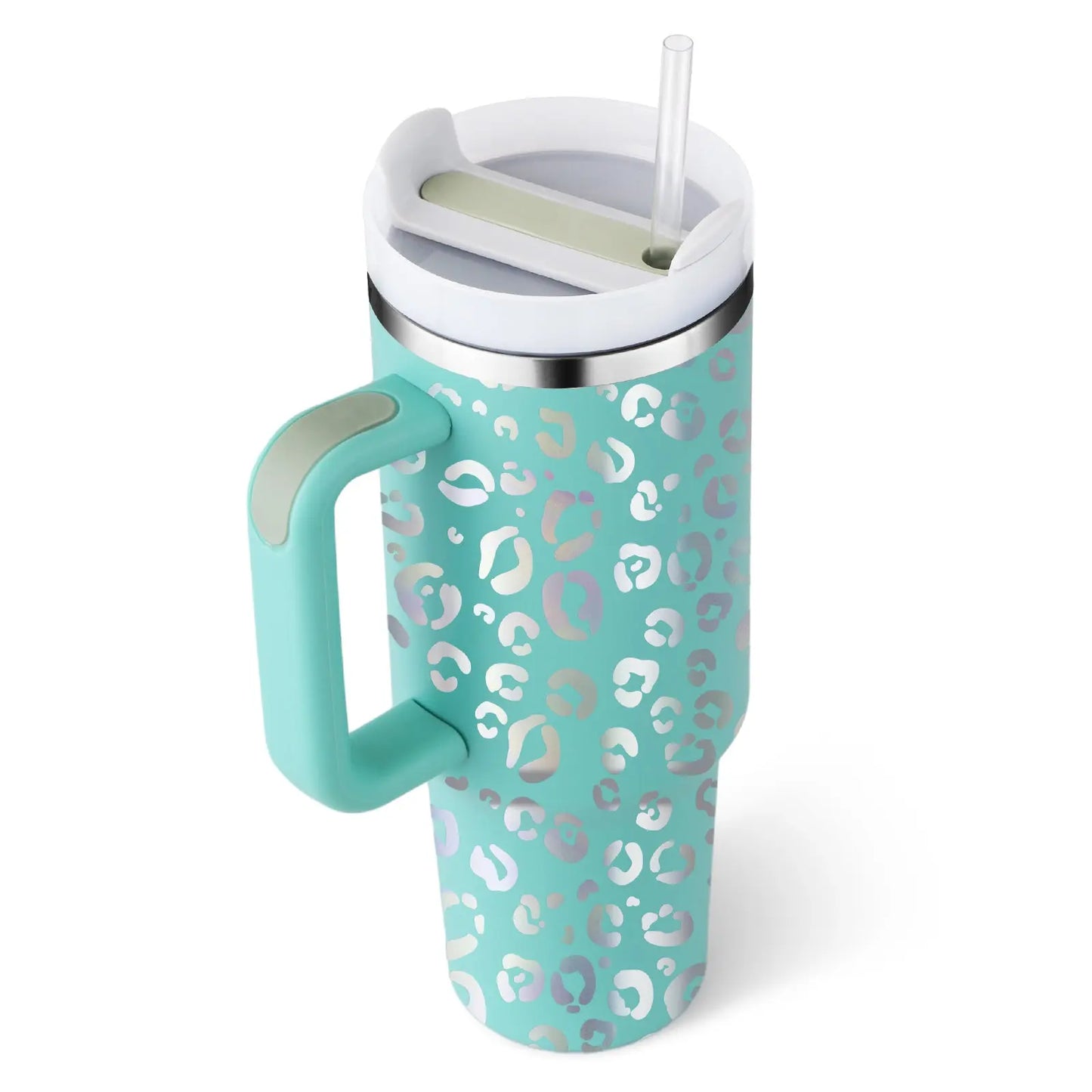 40 Oz Tumbler With Handle Straw Insulated, Stainless Steel Spill Proof Vacuum Coffee Cup Tumbler With Lid Tapered Mug Gifts For Valentine Lover Suitable For Car Gym Office Travel - Abysaz Kollectionz
