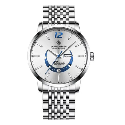 Master Moon Phase Luminous Waterproof Wrist Watch Men's Fashion Genuine Leather Strap Quartz Watch - Abysaz Kollectionz
