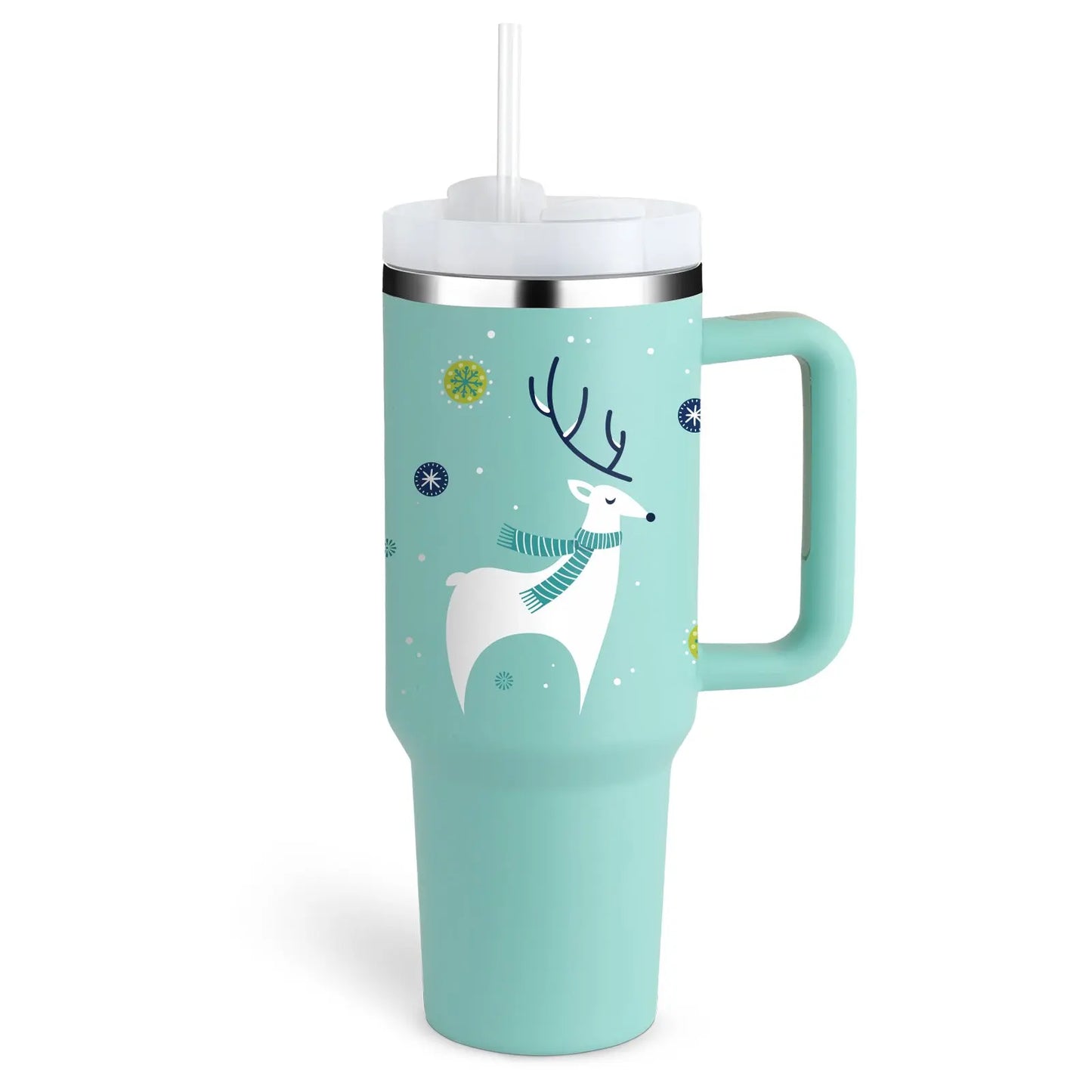 40 Oz Tumbler With Handle Straw Insulated, Stainless Steel Spill Proof Vacuum Coffee Cup Tumbler With Lid Tapered Mug Gifts For Valentine Lover Suitable For Car Gym Office Travel - Abysaz Kollectionz