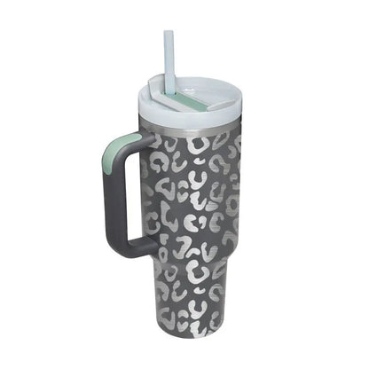 40 Oz Tumbler With Handle Straw Insulated, Stainless Steel Spill Proof Vacuum Coffee Cup Tumbler With Lid Tapered Mug Gifts For Valentine Lover Suitable For Car Gym Office Travel - Abysaz Kollectionz