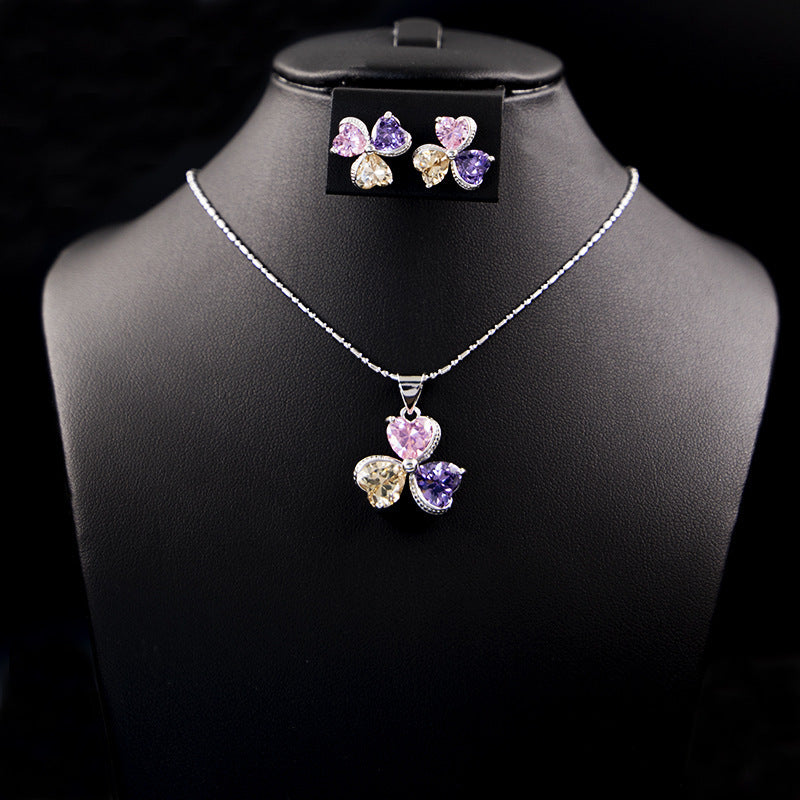 Clover Zircon Diamond Jewellery Set Women Abysaz Kollectionz
