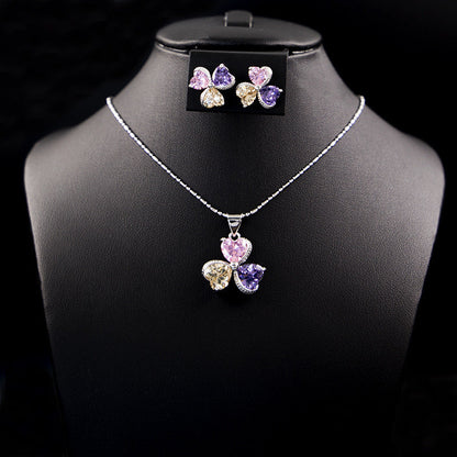 Clover Zircon Diamond Jewellery Set Women Abysaz Kollectionz