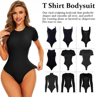 Women Second Skin Feeling Body Shaper Crew Neck Short Sleeve