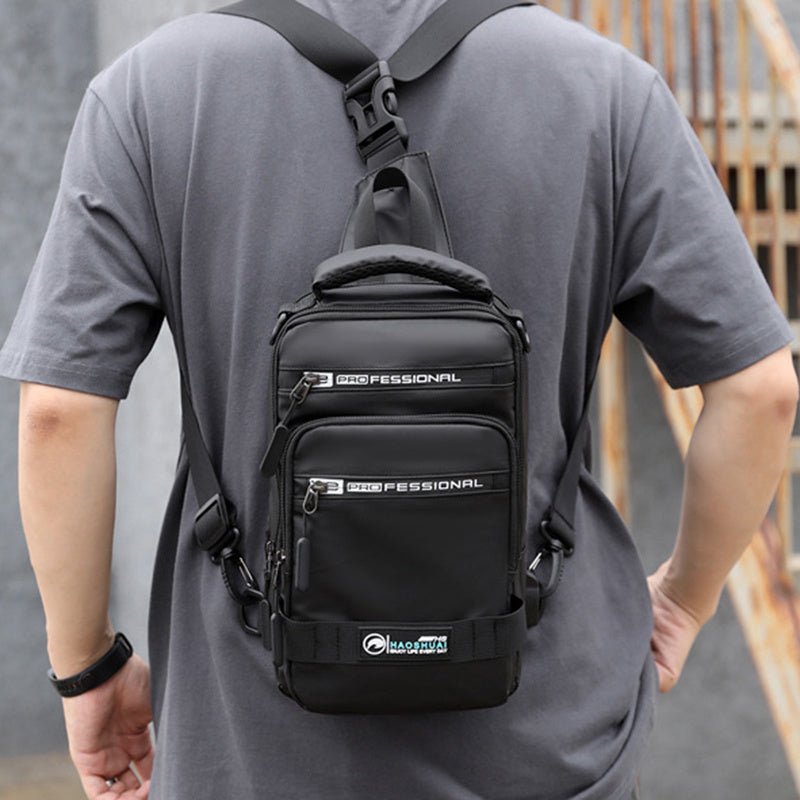 Multifunction Bags For Men Nylon Backpack Crossbody Shoulder Bag With USB Charging Port Chest Bags Pack - Abysaz Kollectionz