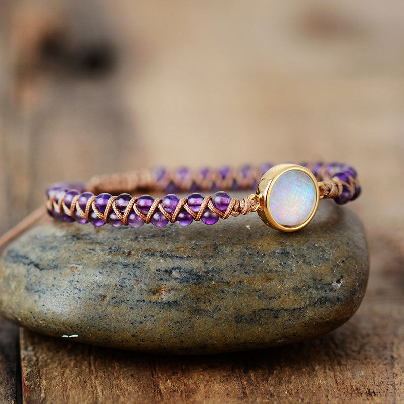 Stone Wrap Bracelets Femme Amethysts Opal String Braided Yoga Friendship Bracelet Bangle Bohemian Jewellery Abysaz Kollectionz