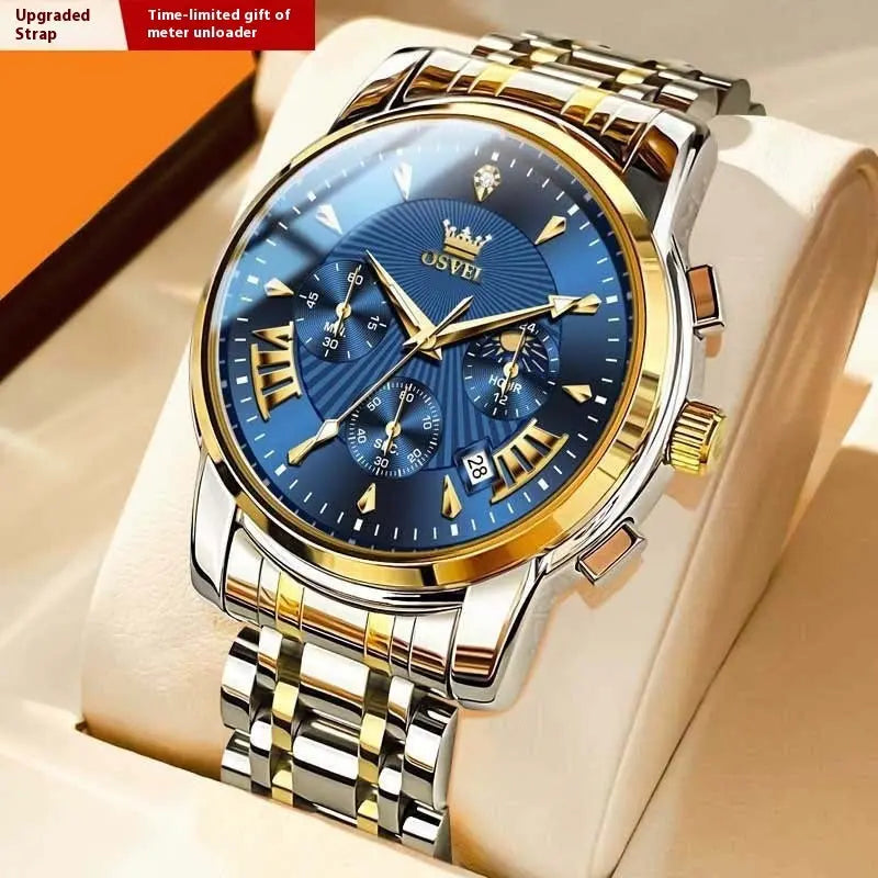 Men's Multi-functional Fashion Quartz Business Steel Belt Wrist Watch - Abysaz Kollectionz