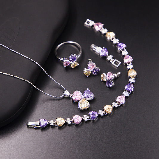 Clover Zircon Diamond Jewellery Set Women Abysaz Kollectionz