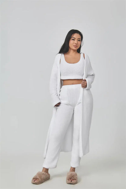 Cozy Pajama Set, 3 Piece Lounge Set, Cute Loungewear, Warm Suit Sets, Matching Set, Lounge Set, 3 Piece Pant Sets, Women Winter Dress - Abysaz Kollectionz